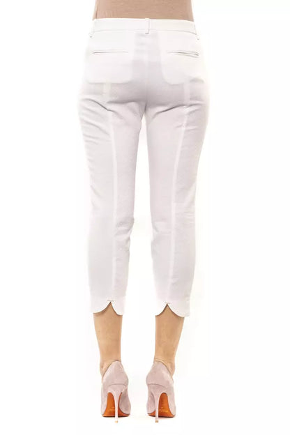 Pantalón Peserico de algodón blanco para mujer