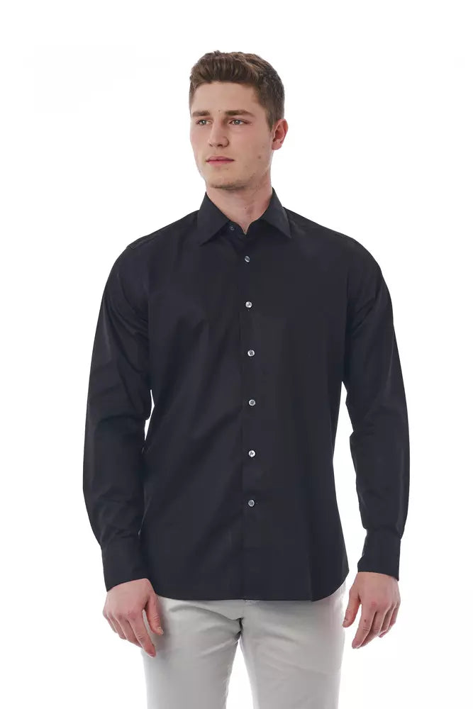 Camisa Bagutta de algodón negra para hombre