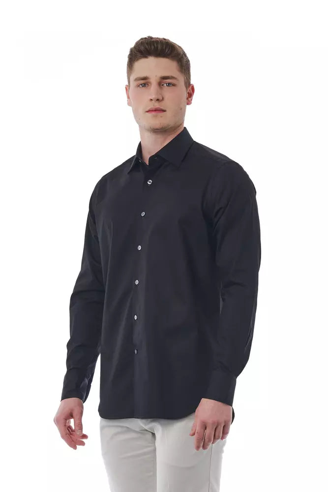 Camisa Bagutta de algodón negra para hombre