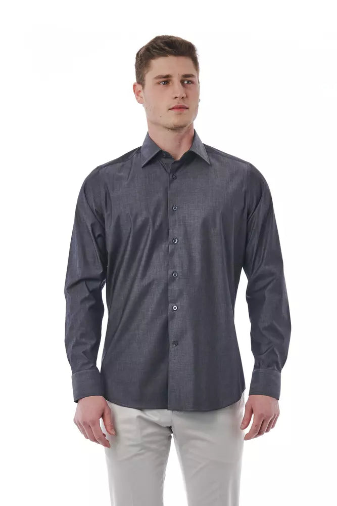 Camisa Bagutta de algodón gris para hombre