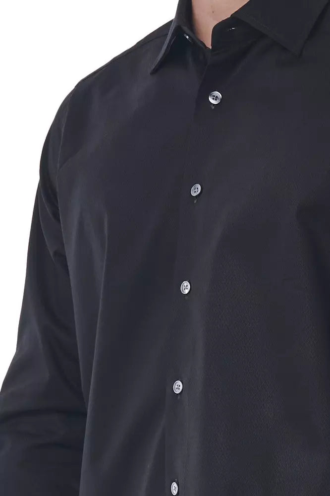 Camisa Bagutta de algodón negra para hombre