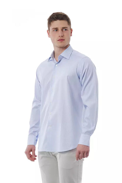 Camisa Bagutta de algodón azul claro para hombre