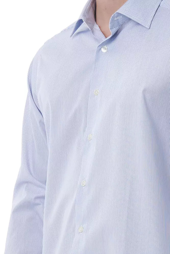 Camisa Bagutta de algodón azul claro para hombre