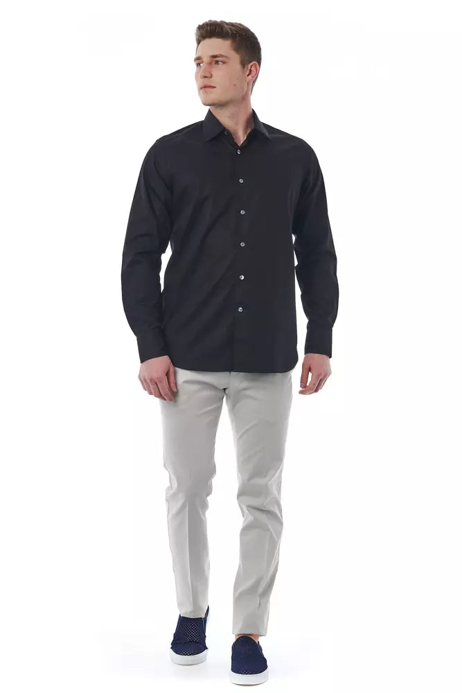 Camisa Bagutta de algodón negra para hombre