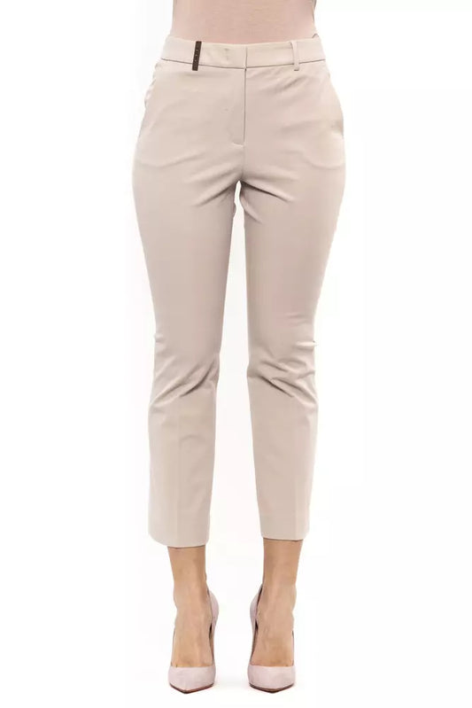 Pantalón Peserico de algodón beige para mujer