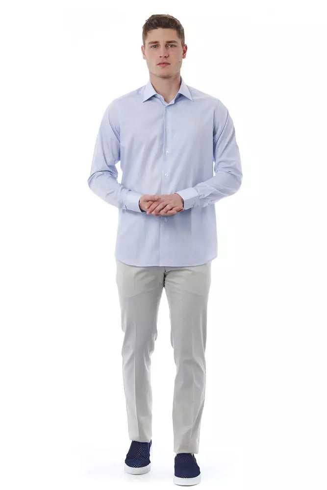 Camisa Bagutta de algodón azul claro para hombre