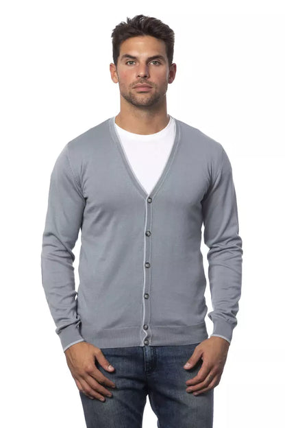 Verri Gray Cotton Men Cardigan