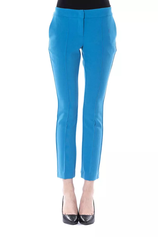 Pantalón de mujer de poliéster azul claro BYBLOS