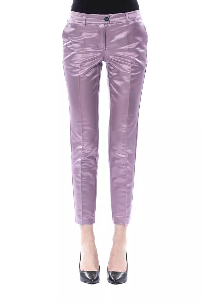 Pantalones de mujer de algodón morado BYBLOS