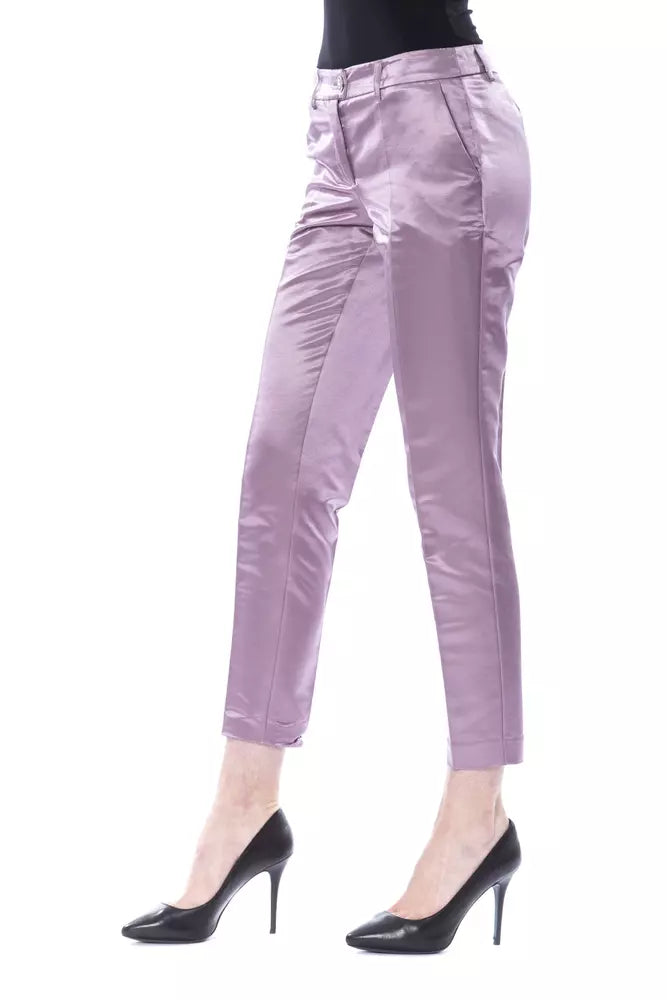 Pantalones de mujer de algodón morado BYBLOS