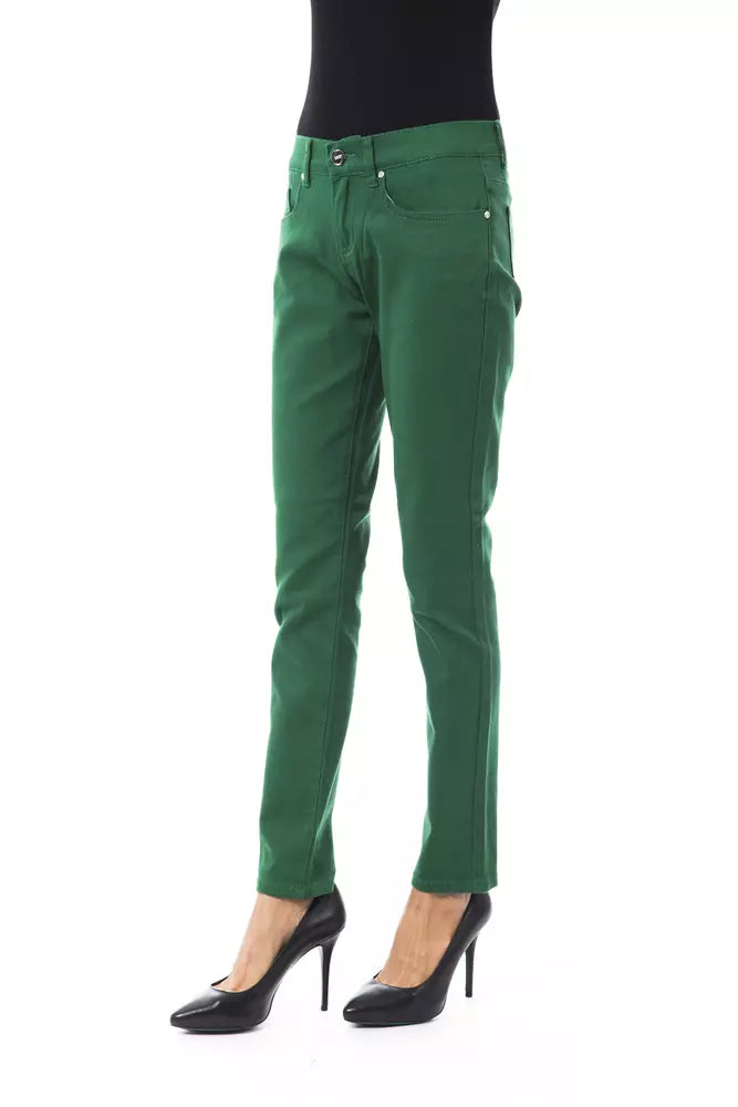 Pantalones de algodón verde para mujer BYBLOS