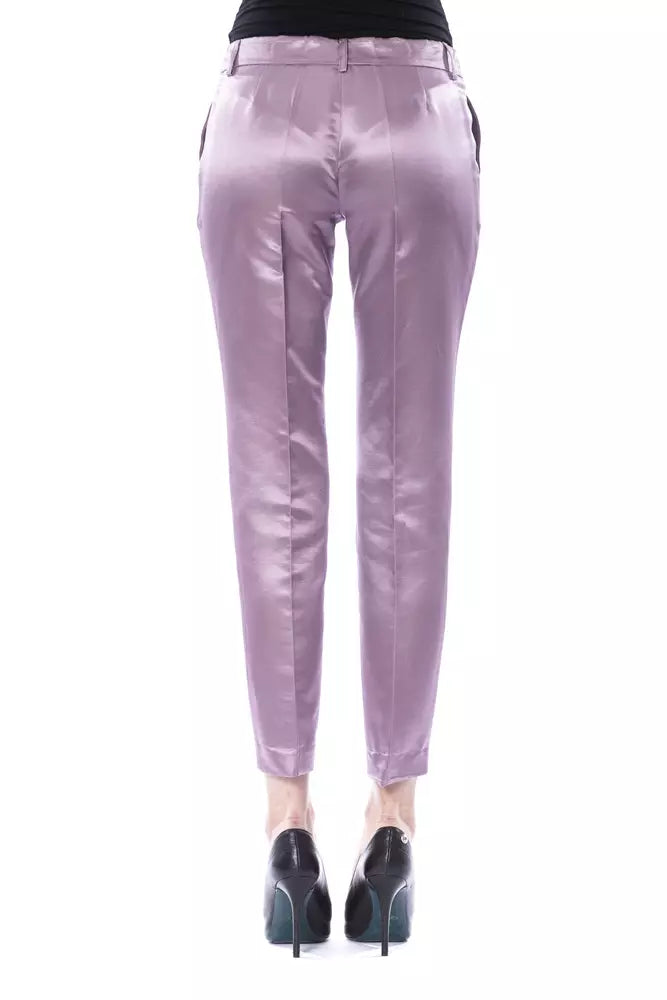 Pantalones de mujer de algodón morado BYBLOS