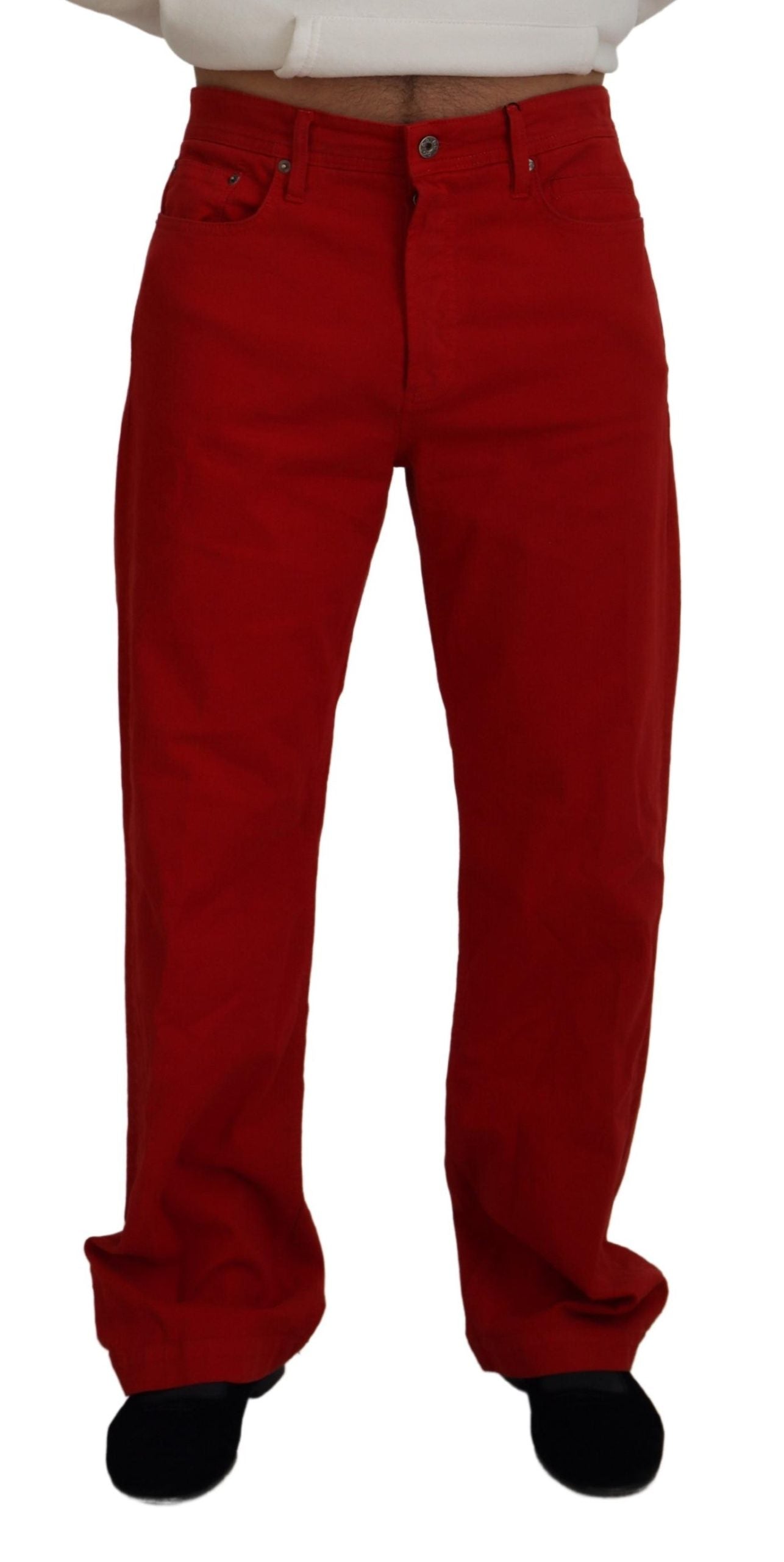 Pantalones vaqueros de algodón rojos elegantes de Dolce &amp; Gabbana