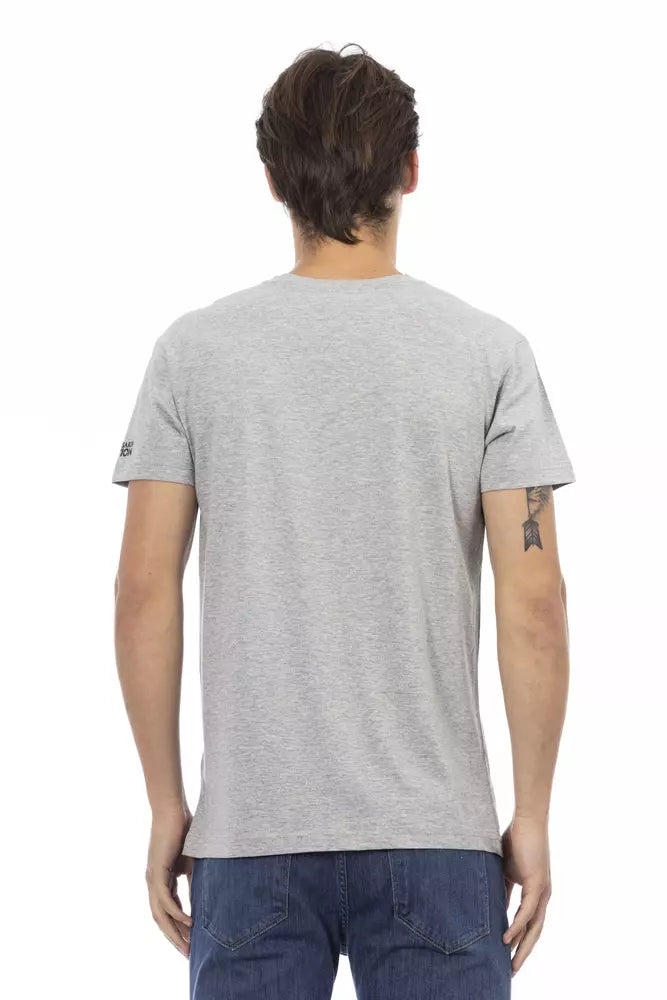 Camiseta de algodón gris Trussardi Action para hombre