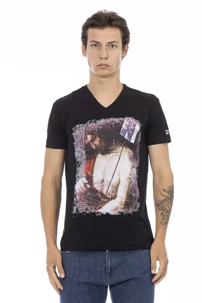 Camiseta de algodón negra para hombre Trussardi Action