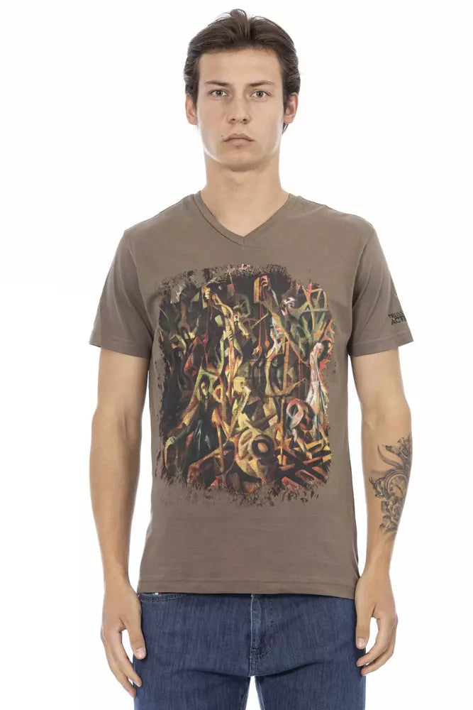 Camiseta de algodón marrón Trussardi Action para hombre