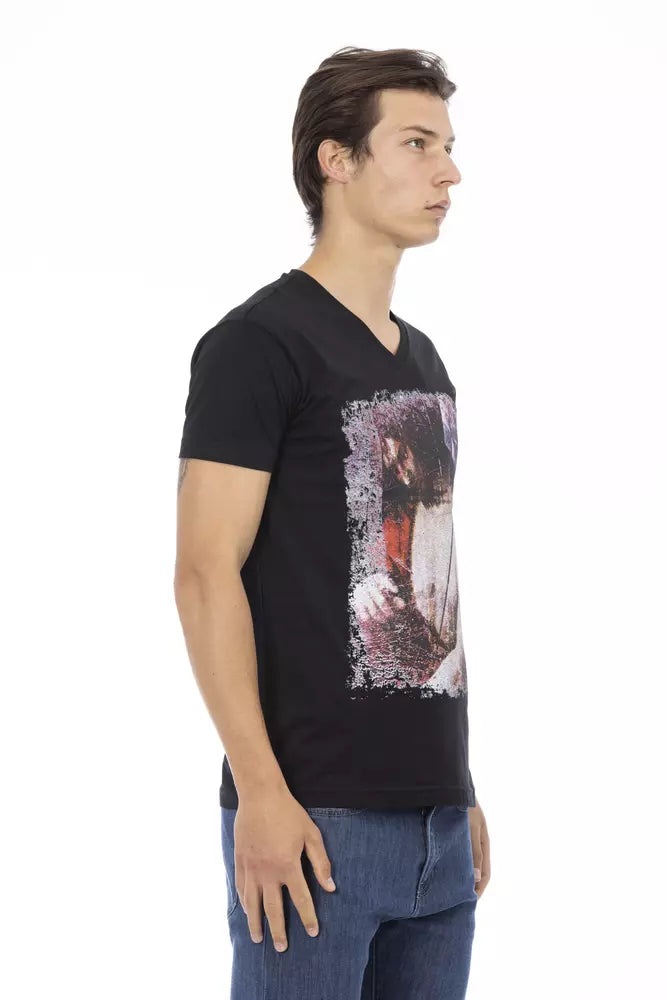 Camiseta de algodón negra para hombre Trussardi Action