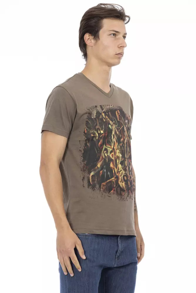 Camiseta de algodón marrón Trussardi Action para hombre