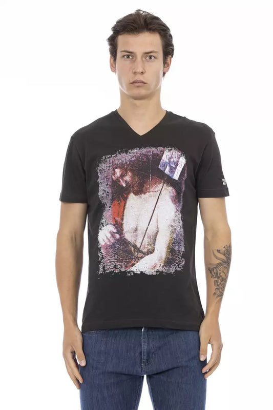 Camiseta de algodón negra para hombre Trussardi Action