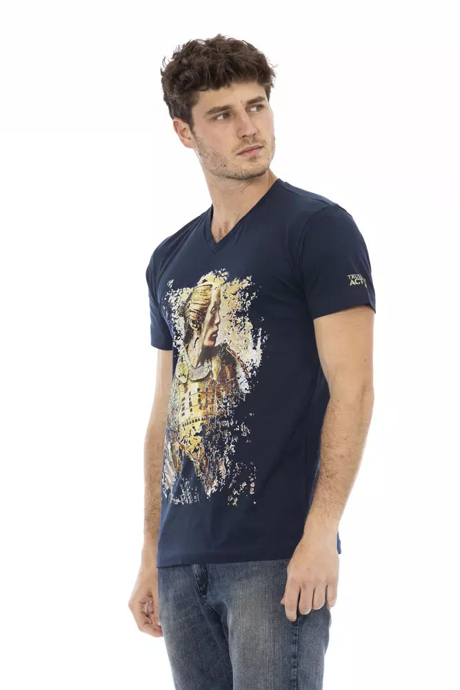 Camiseta de algodón azul Trussardi Action para hombre