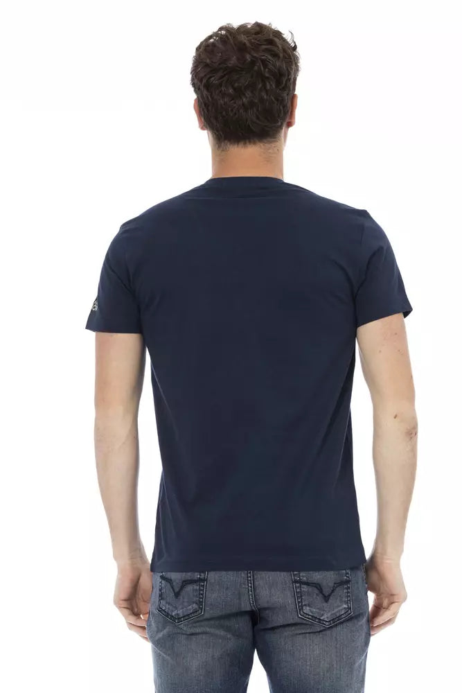 Camiseta de algodón azul Trussardi Action para hombre