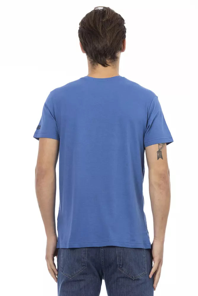 Camiseta de algodón azul Trussardi Action para hombre