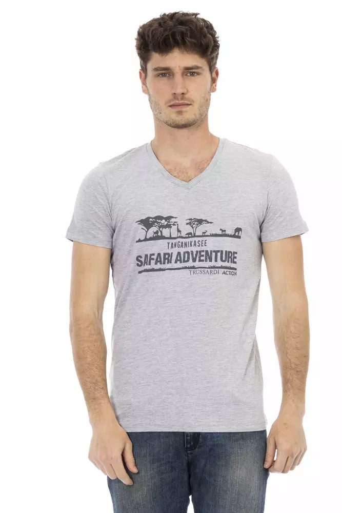 Camiseta de algodón gris Trussardi Action para hombre
