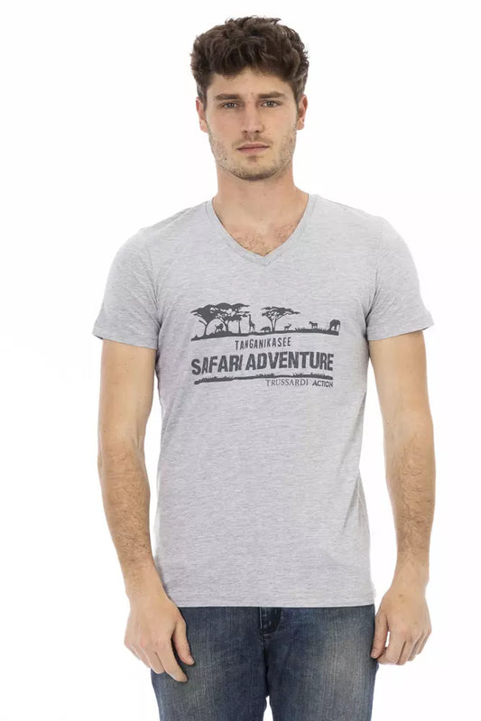 Camiseta de algodón gris Trussardi Action para hombre