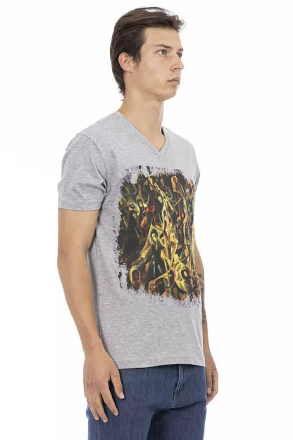 Camiseta de algodón gris Trussardi Action para hombre