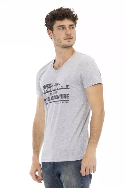 Camiseta de algodón gris Trussardi Action para hombre