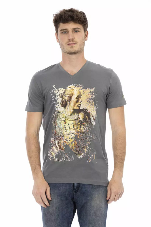 Camiseta de algodón gris Trussardi Action para hombre