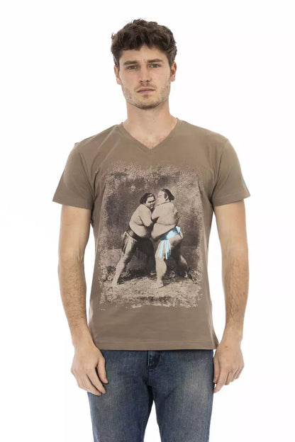 Camiseta de algodón marrón Trussardi Action para hombre