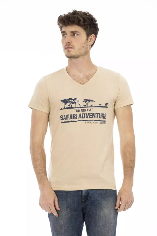 Camiseta de algodón beige para hombre Trussardi Action