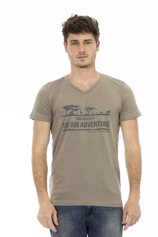 Camiseta de algodón marrón Trussardi Action para hombre