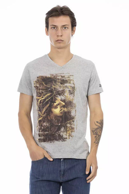 Camiseta de algodón gris Trussardi Action para hombre