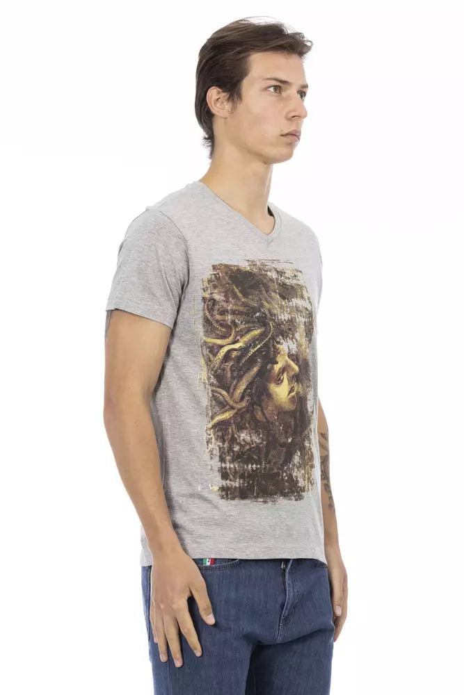 Camiseta de algodón gris Trussardi Action para hombre