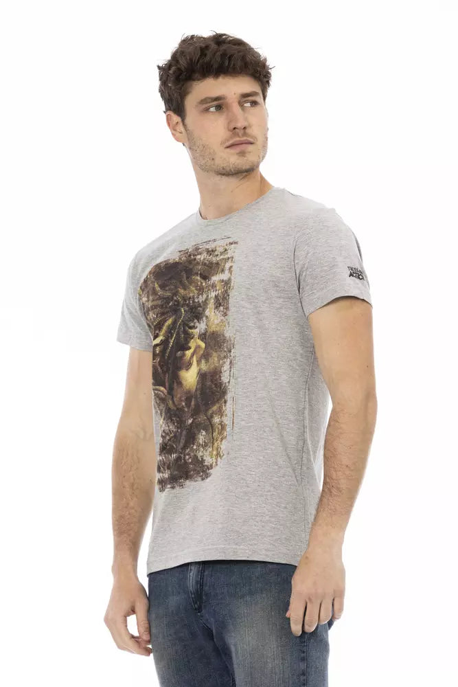 Camiseta de algodón gris Trussardi Action para hombre