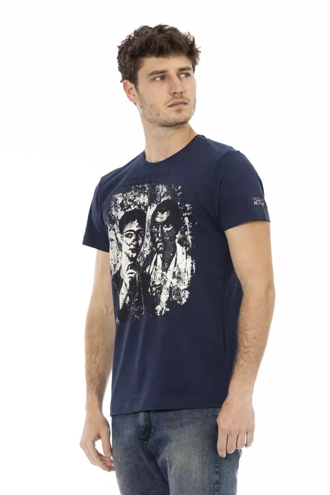 Camiseta de algodón azul Trussardi Action para hombre