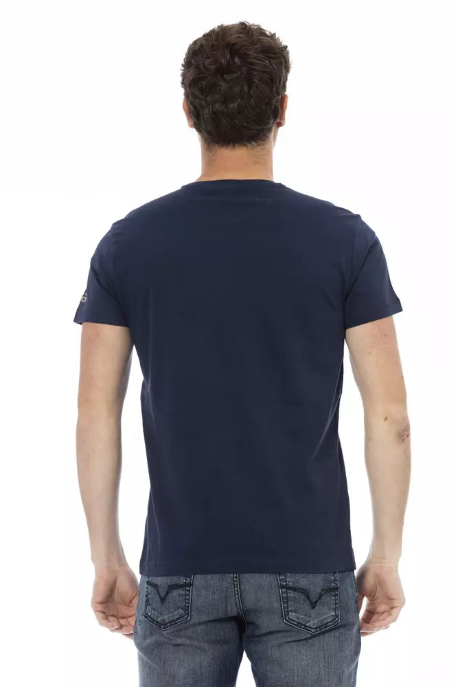Camiseta de algodón azul Trussardi Action para hombre