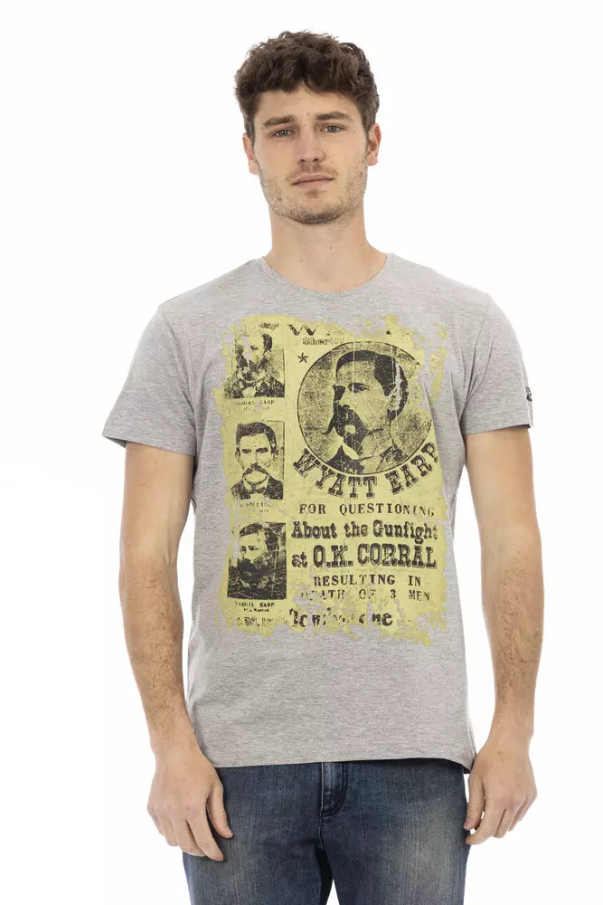 Camiseta de algodón gris Trussardi Action para hombre