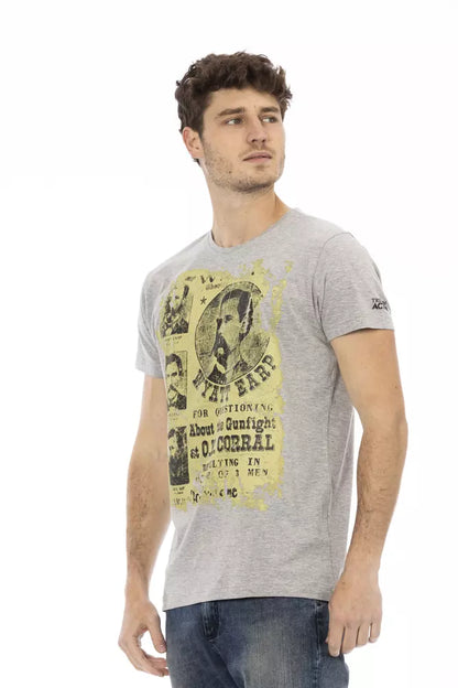 Camiseta de algodón gris Trussardi Action para hombre