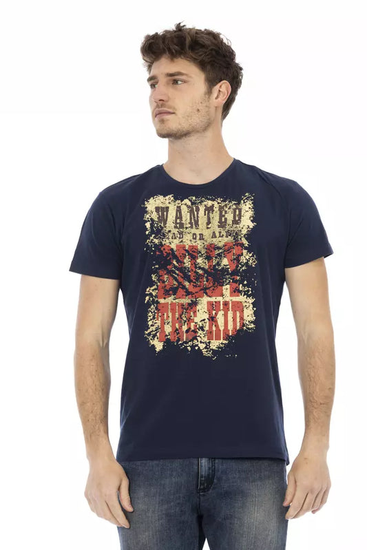 Camiseta de algodón azul Trussardi Action para hombre