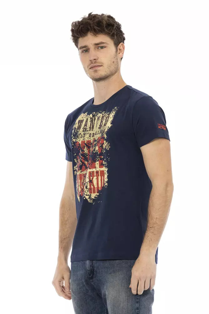 Camiseta de algodón azul Trussardi Action para hombre