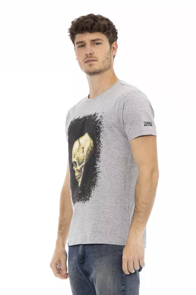 Camiseta de algodón gris Trussardi Action para hombre