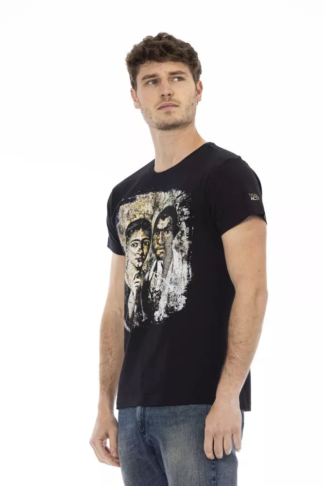 Camiseta de algodón negra para hombre Trussardi Action
