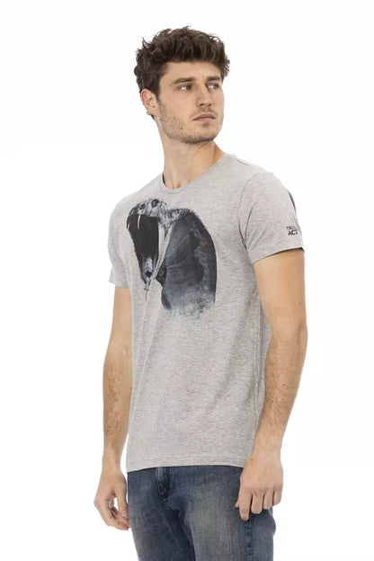 Camiseta de algodón gris Trussardi Action para hombre