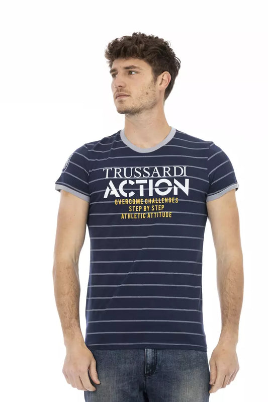 Camiseta de algodón azul Trussardi Action para hombre