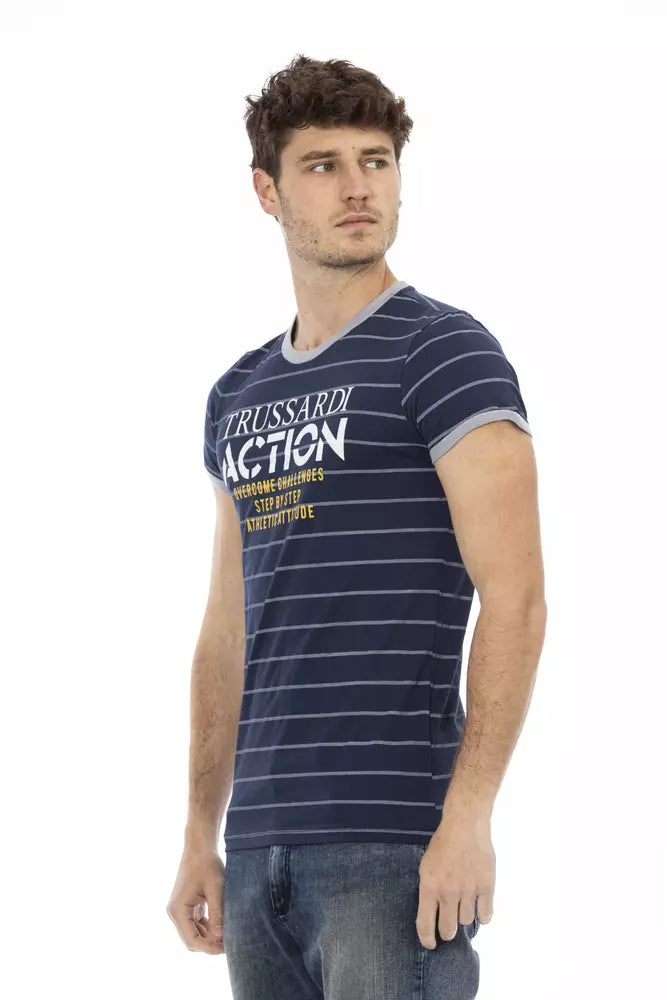 Camiseta de algodón azul Trussardi Action para hombre