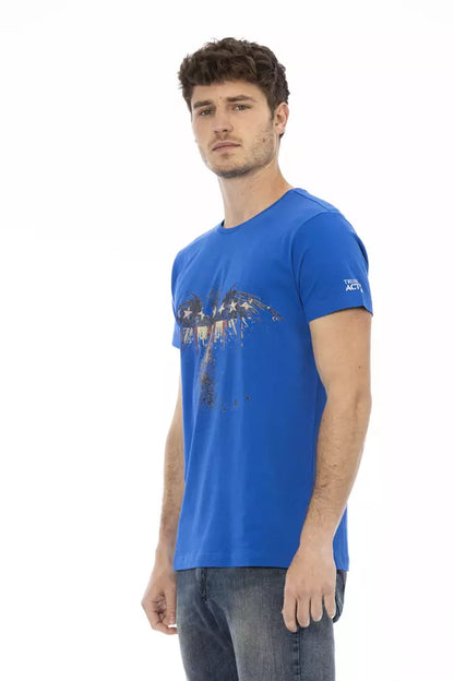 Camiseta de algodón azul Trussardi Action para hombre