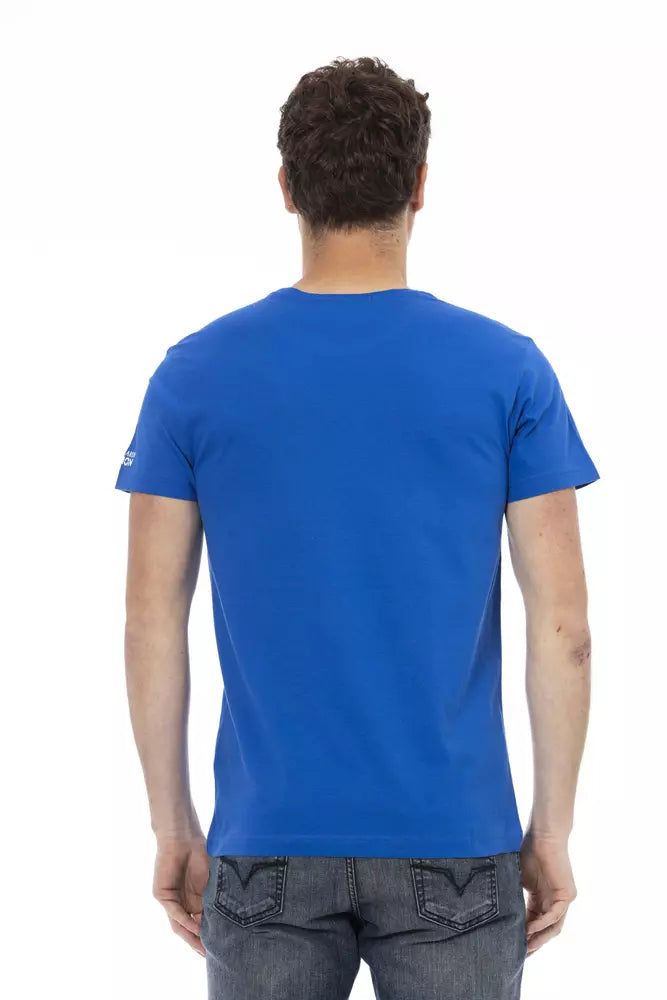 Camiseta de algodón azul Trussardi Action para hombre